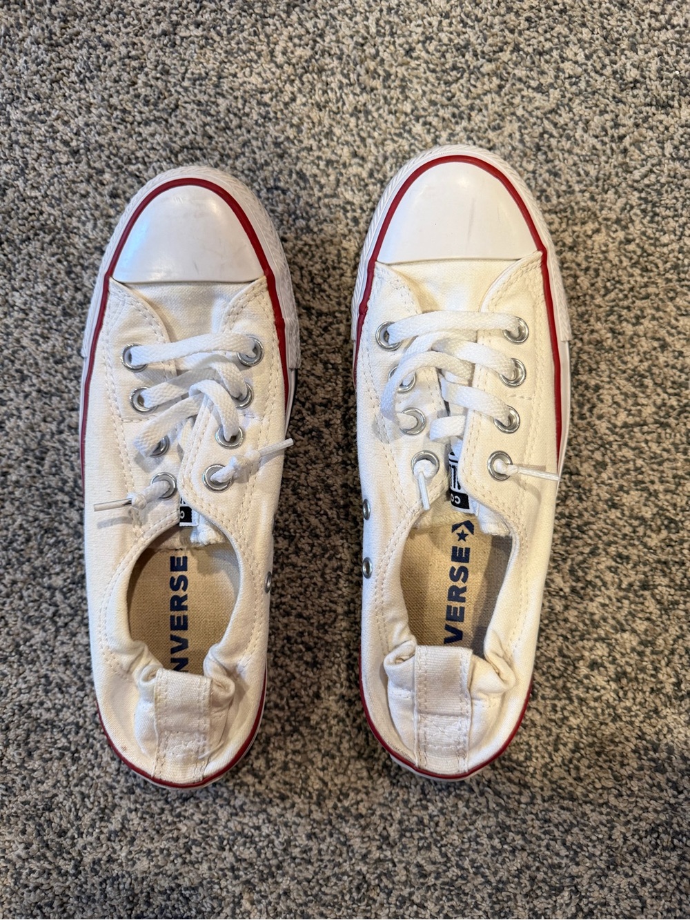 Converse Women’s Cream Canvas Low-Top Sneakers with Red Accent